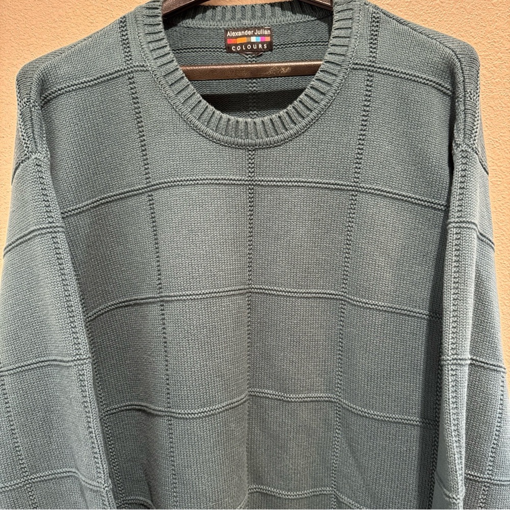 Alexander Julian Colours Mens Gray Chevron Knit Pullover Sweater Sz XL Luxury - Picture 6 of 8